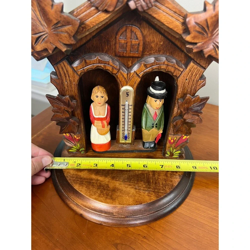Vintage Black Forest Wooden Weather House Hand Carved German Folk Art Chalet